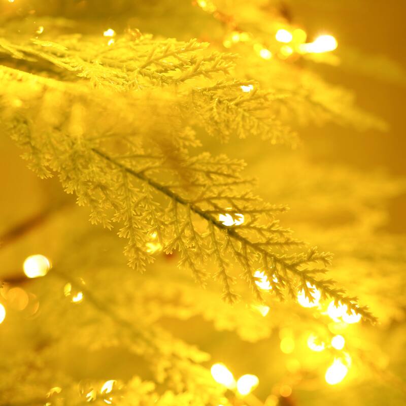 6 Feet Artificial Full Christmas Tree Includes LED Lights and Metal Stand, 612 Tips Full Tree,Xmas Decoration