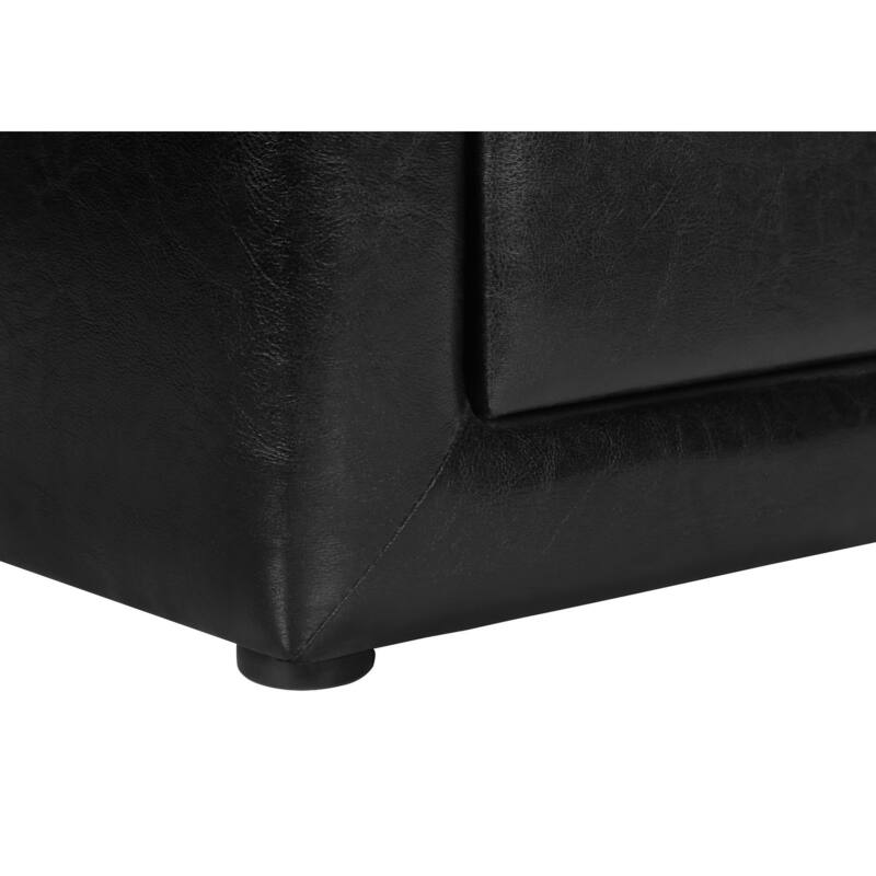 Versatile Nightstand with 2 Drawers, Upholstered in Black Leather-Look Fabric, Chrome Drawer Knob