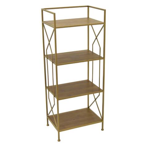 Plutus Brands Metal/wood Plant Stand in Gold Metal
