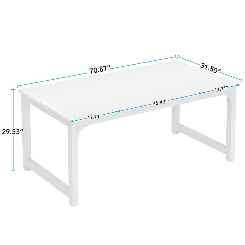 70.8" Executive Office Desk, Large Modern Computer Workstation with Thick Metal Frame