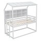 preview thumbnail 7 of 9, White Twin over Twin Size Wood Low Bunk Bed with Semi-enclosed Roof, Guardrails, Bedside Shelves and Ladder