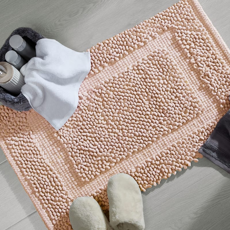Sophie Border Ultra-plush Chenille Non-Slip Cotton Bath Mat