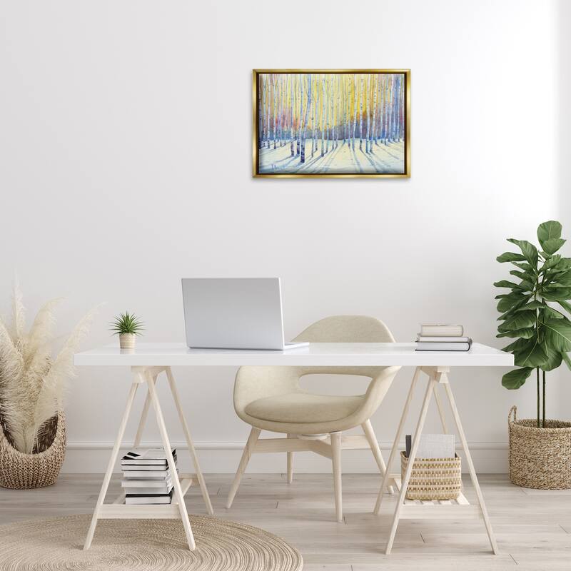 Stupell Sunlit Winter Birch Trees Framed Floater Canvas Wall Art Design By Paul Brent