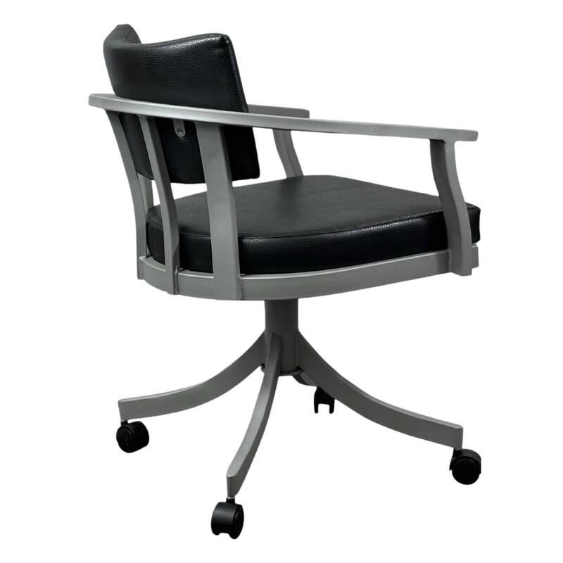 Tempo Furniture Regal Caster Swivel & Tilt Dining Chair w/ Arms Armchair Nickel Powder Coat Finish & Black Polyurethane