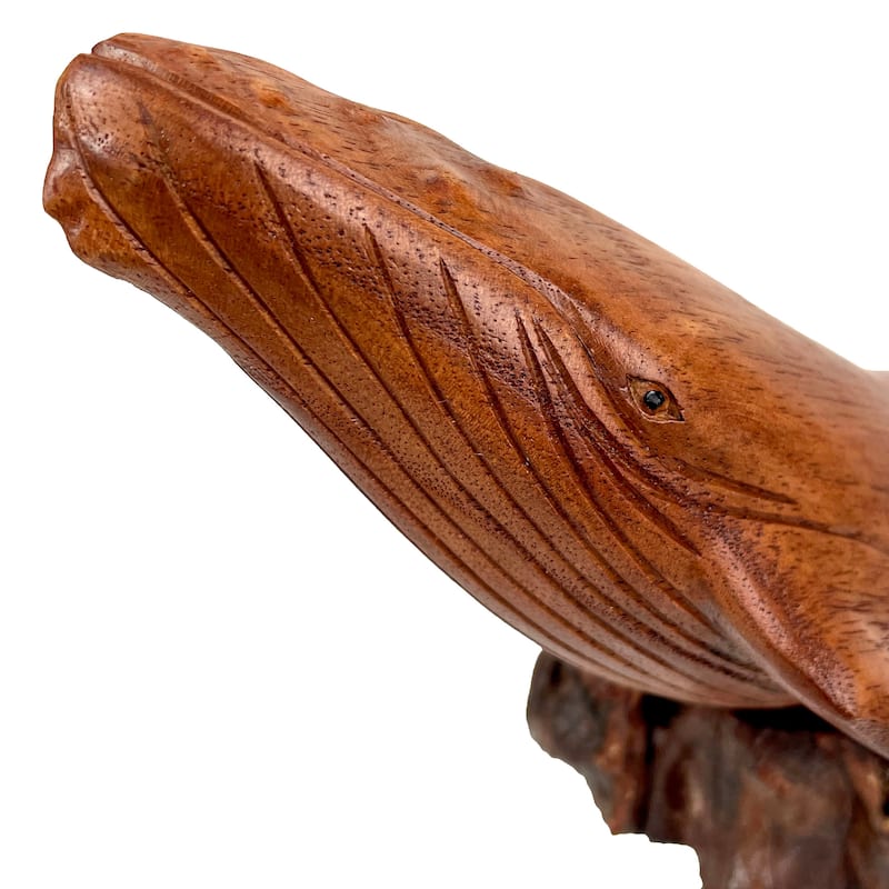 Hand Carved 11.75" Humpback Whale Wood Sculpture Nautical Decor On - 5.75 X 11 X 4 inches
