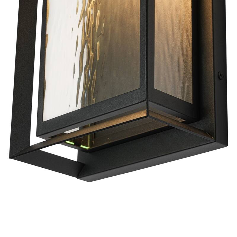 Dimmable LED Rectangle Frame Water Patterned Exterior Wall Sconce - 7.9 in