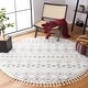 preview thumbnail 26 of 117, SAFAVIEH Berber Fringe Shag Leatha Trellis Rug 6'7" Round - Ivory/Grey - Round