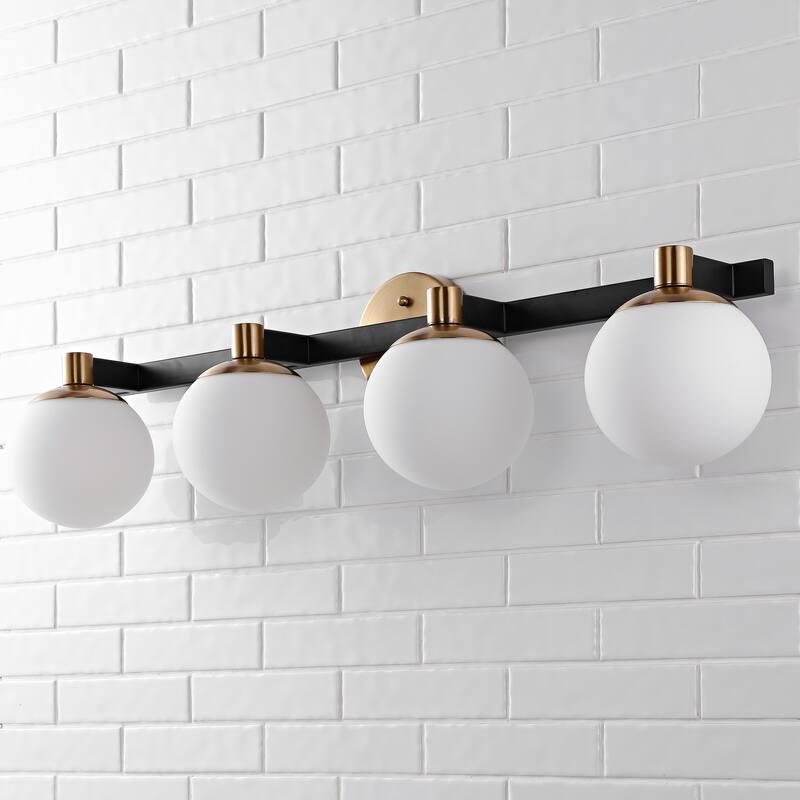 Cecil Globe Metal/Frosted Glass Modern Contemporary LED Vanity, by JONATHAN Y