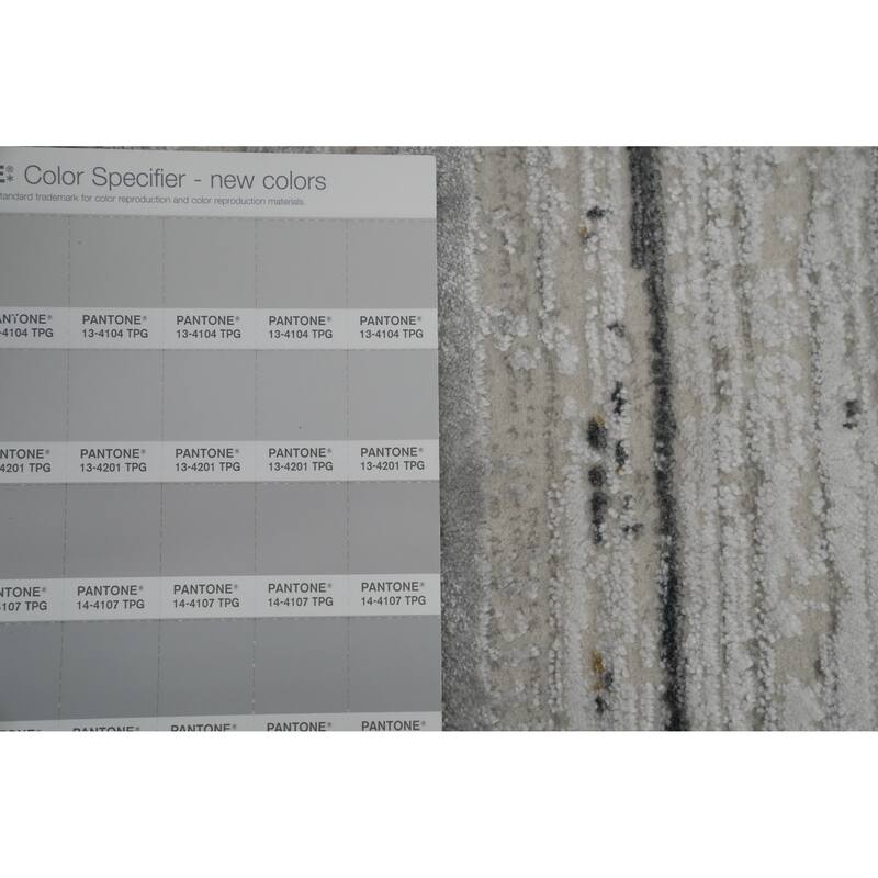 Machine Made Oriental Polyester Carpet Geometric Greys & Charcoal Distressed Area Rug - 7' 5'' X 5' 2''