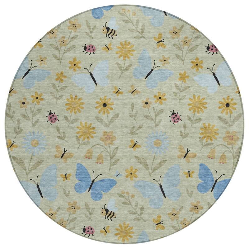 Machine Washable Indoor/ Outdoor Whimsy Butterfly Chantille Rug