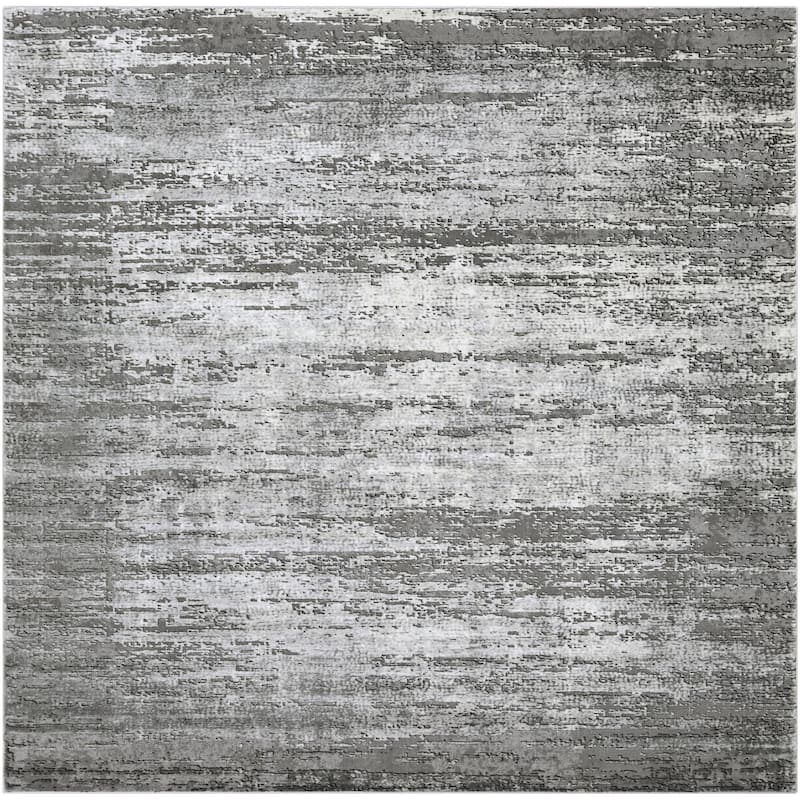 Livabliss Tibetan Mid-Century Abstract Area Rug - 7'10" x 7'10" Square - Grey