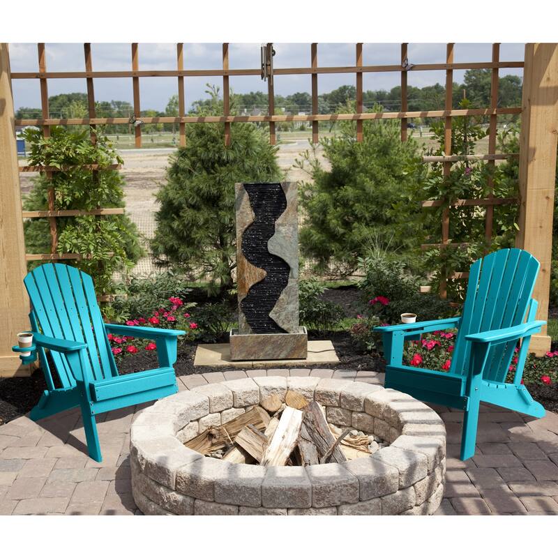 Vrakae Folding Adirondack Chair with Cup Holder Set of 2 - Turquoise