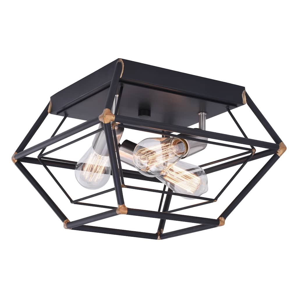 Cage Flush Mount Ceiling Light - Bronze Finish - Modern Farmhouse Lighting - 8.75