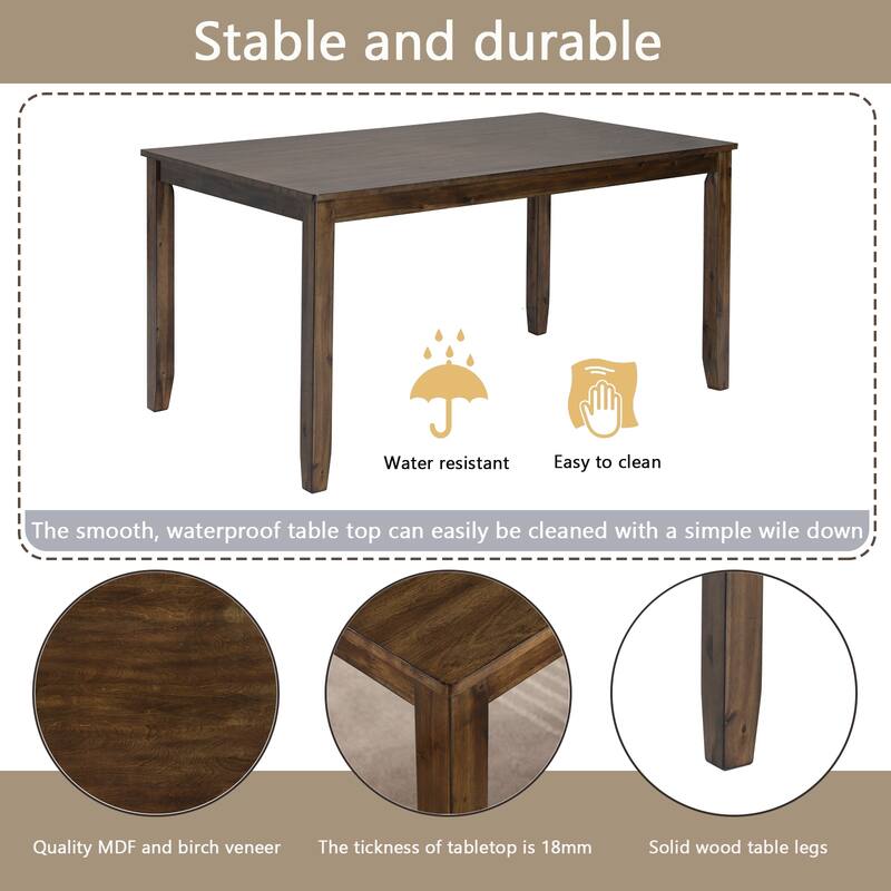 Modern Style 5-Piece Dining Set with Rectangular Table, 4 Cross Back Upholstered Dining Chairs and Bench