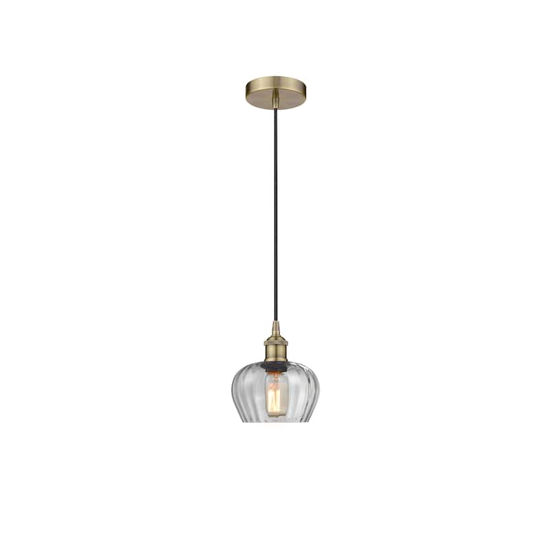 Innovations Lighting Fenton - 1 Light 7" Cord Hung Mini Pendant - Antique Brass/Clear