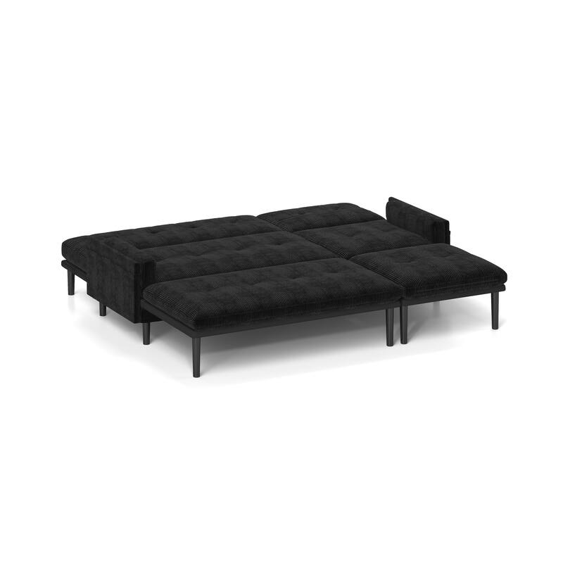 Multi-Functional Corduroy Sectional Sofa: Stylish 3-Seater, L-Shaped Couch, and Bed Option for Small Spaces
