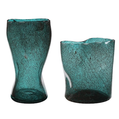 Uttermost Lulu Aqua Glass Vases (Set of 2)