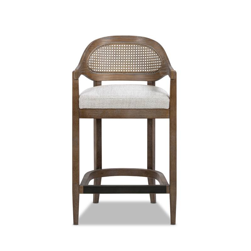 Americana Modern Cane Back Bar Stool - Counter or Bar Height - 26 or 30 Inch - Solid Oak Wood Frame - No Assembly Required