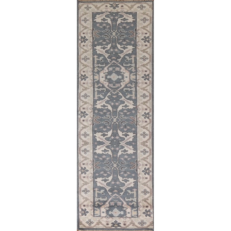 Oushak Indian Runner Rug Handmade Wool Carpet - 2'6"x 9'10"