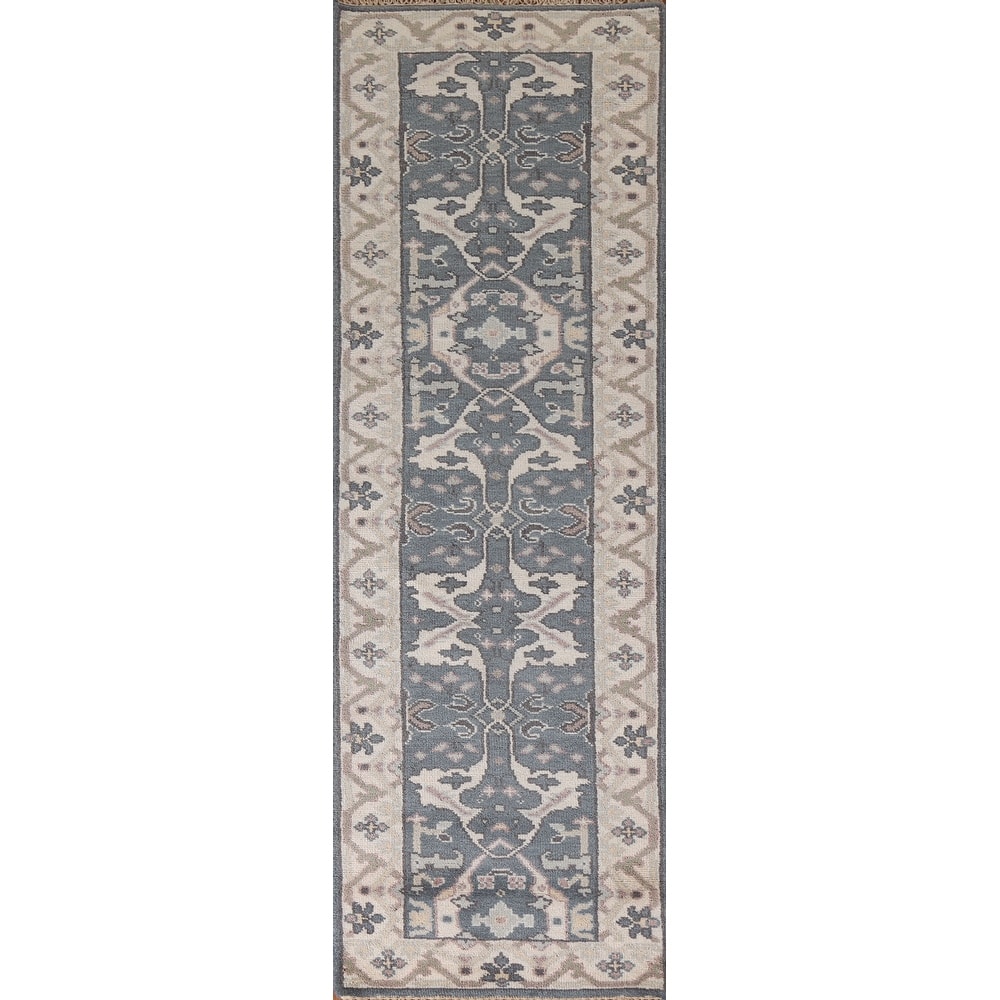 Oushak Indian Runner Rug Handmade Wool Carpet - 2'6"x 9'10"