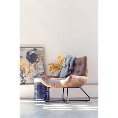 Aurelle Home Handcrafted Leather Lounge Accent Chair
