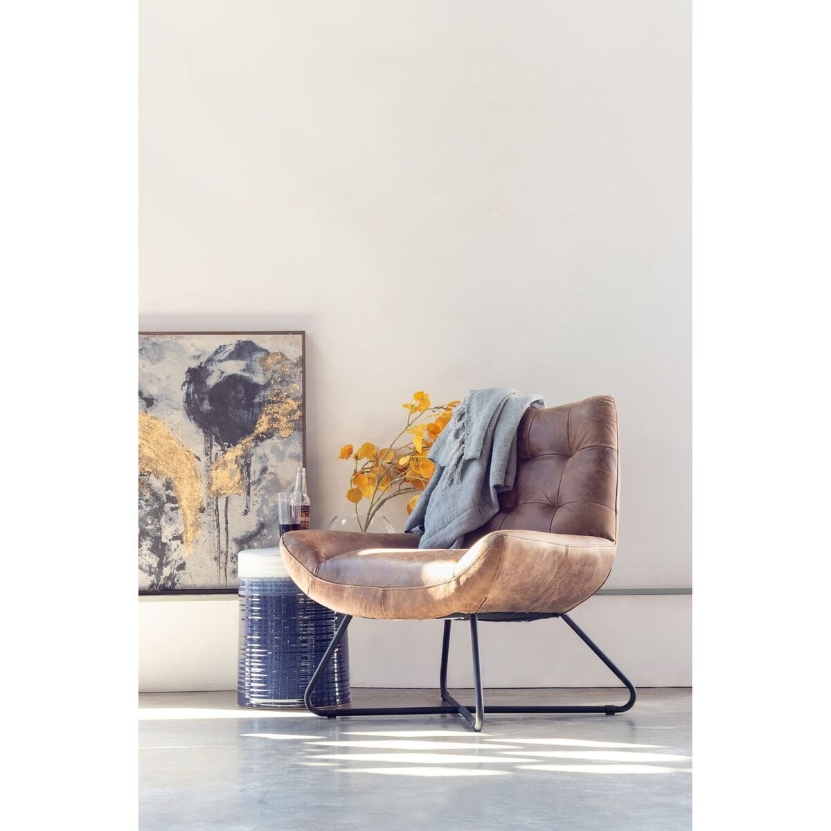 Aurelle Home Handcrafted Leather Lounge Accent Chair