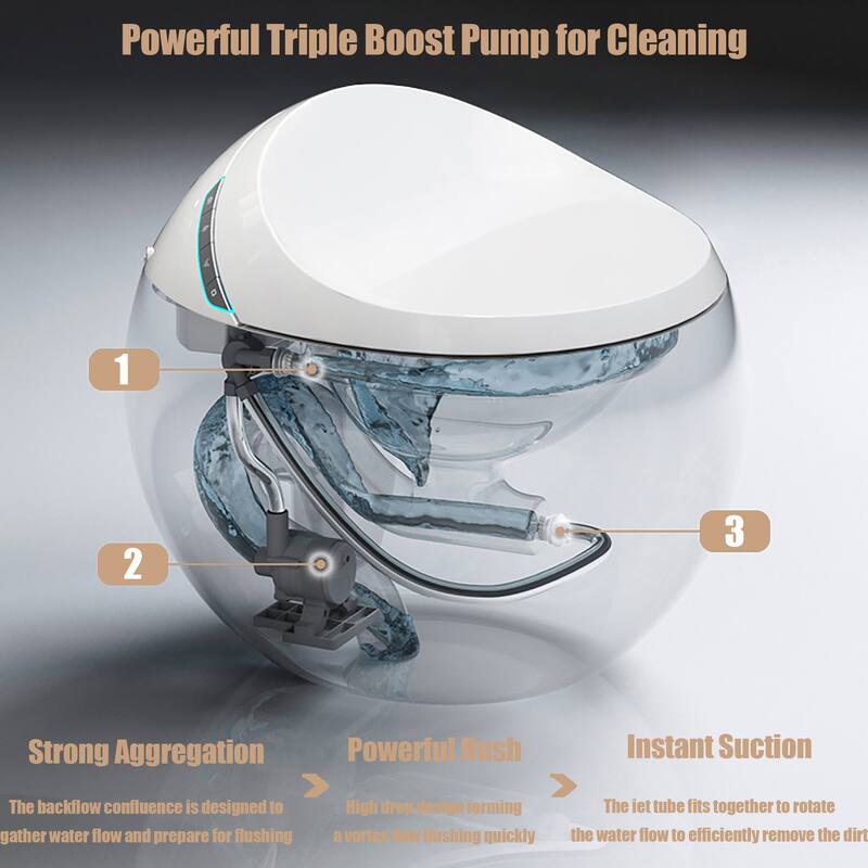 YULIKA Spherical Smart Bidet Toilet Bidet Toilet with Tank Heated Seat Auto Lid Opening Warm Water Sprayer & Dryer