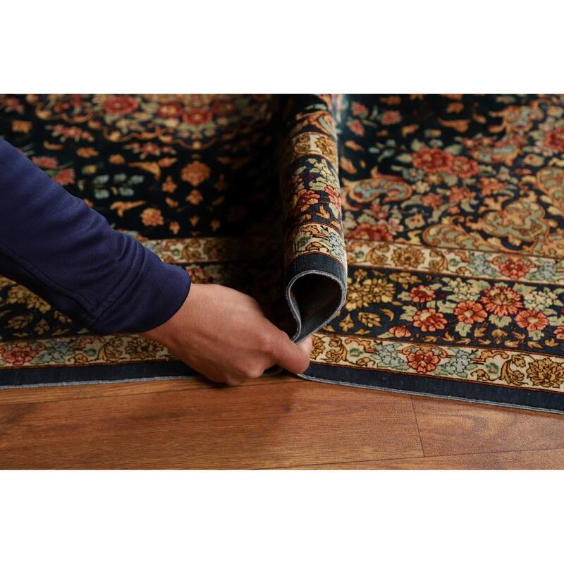 Floral Qum Persian Accent Rug Hand-Knotted Traditional Silk Carpet - 3'5"x 4'10"