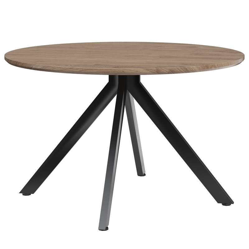 47.2" Round Wooden Dining Table, Wood Dining Table with X-Shaped Pedestal Base, Seats 4-6, Easy Assembly
