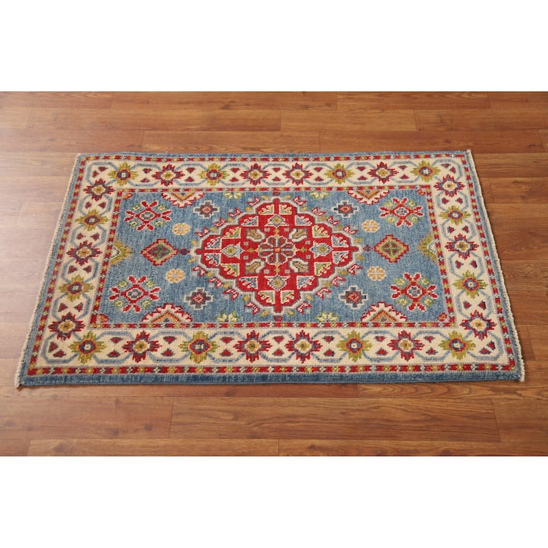 Traditional Blue Kazak Oriental Foyer Rug Handmade Wool Carpet - 2'0"x 3'0"