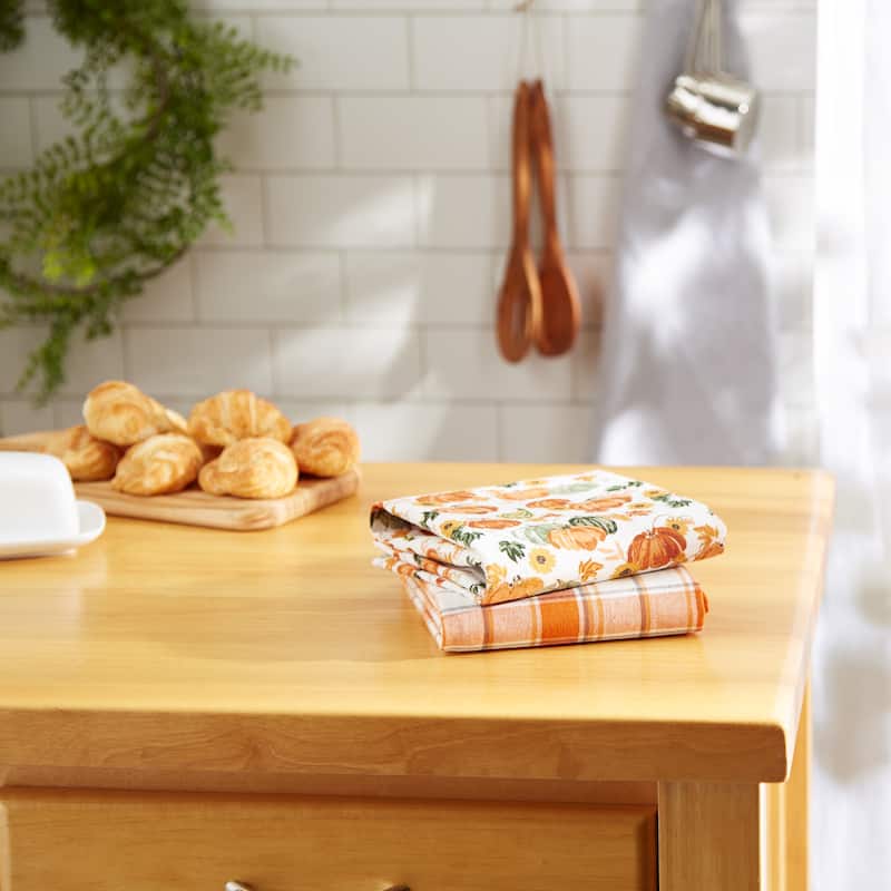 Autumn Pumpkins Printed Dishtowel (Set of 2)