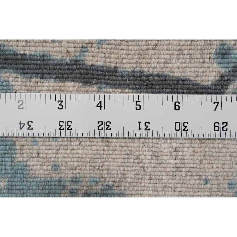 Hand Knotted Oriental Viscose Silk Carpet Modern Abstract Navy Blue & Blues Abstract Runner Rug - 4' 8'' X 2' 4''