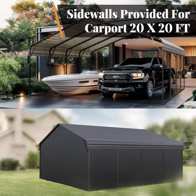 MAISON ARTS Heavy Duty Metal Carport with Galvanized Steel Roof for Cars, Boats, and Tractors