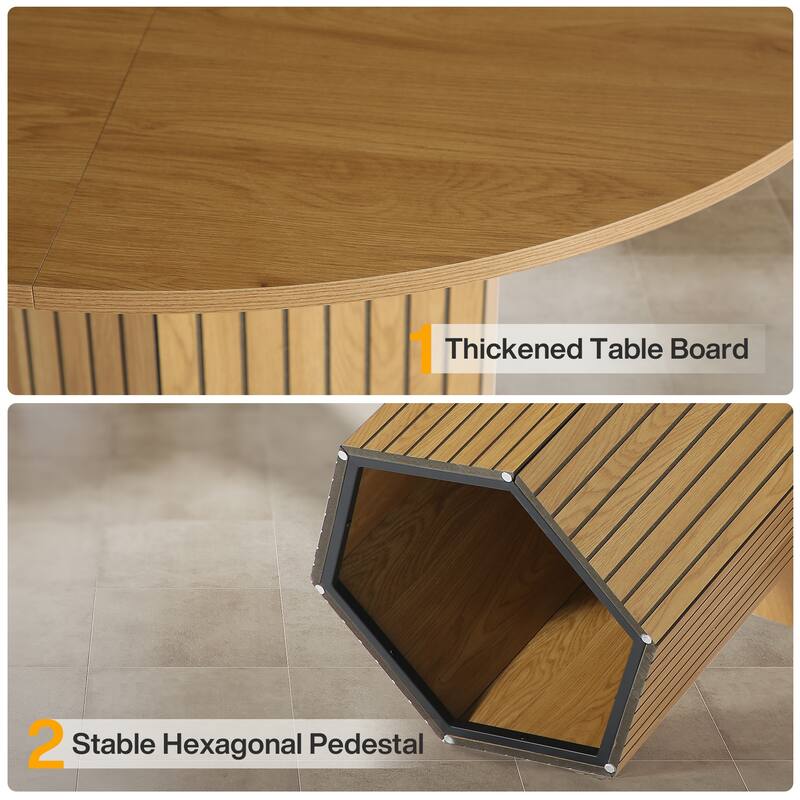 Wood 47-Inch Farmhouse Round Kitchen Dining Table for Small Space