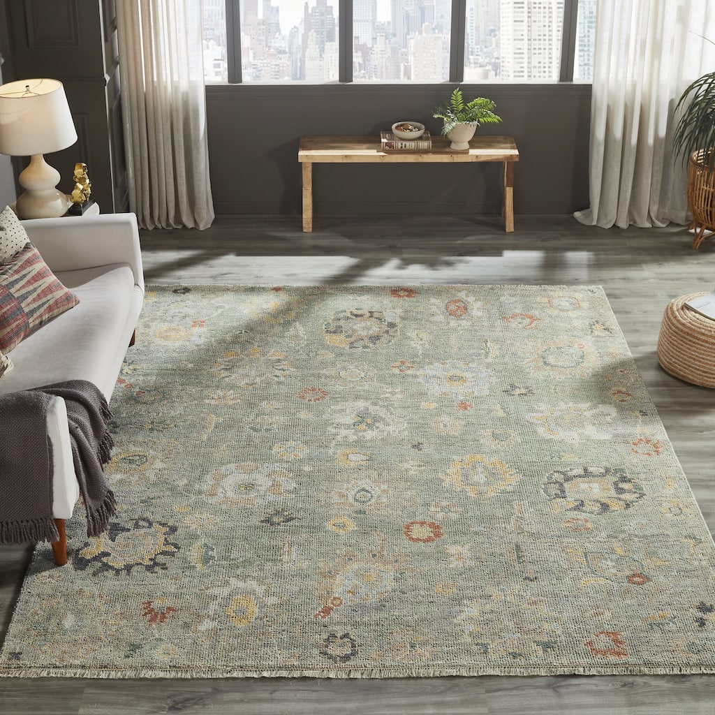 KALATY Amaris Sage Hand Knotted Wool Area Rug