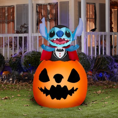 Animated Airblown-Vampire Stitch Popping Out of Pumpkin-Disney