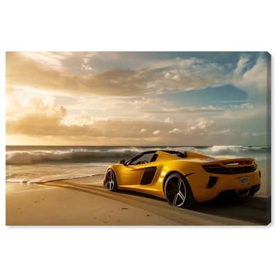 Beach Sports Car Canvas by Art Remedy, Gallery Wrapped