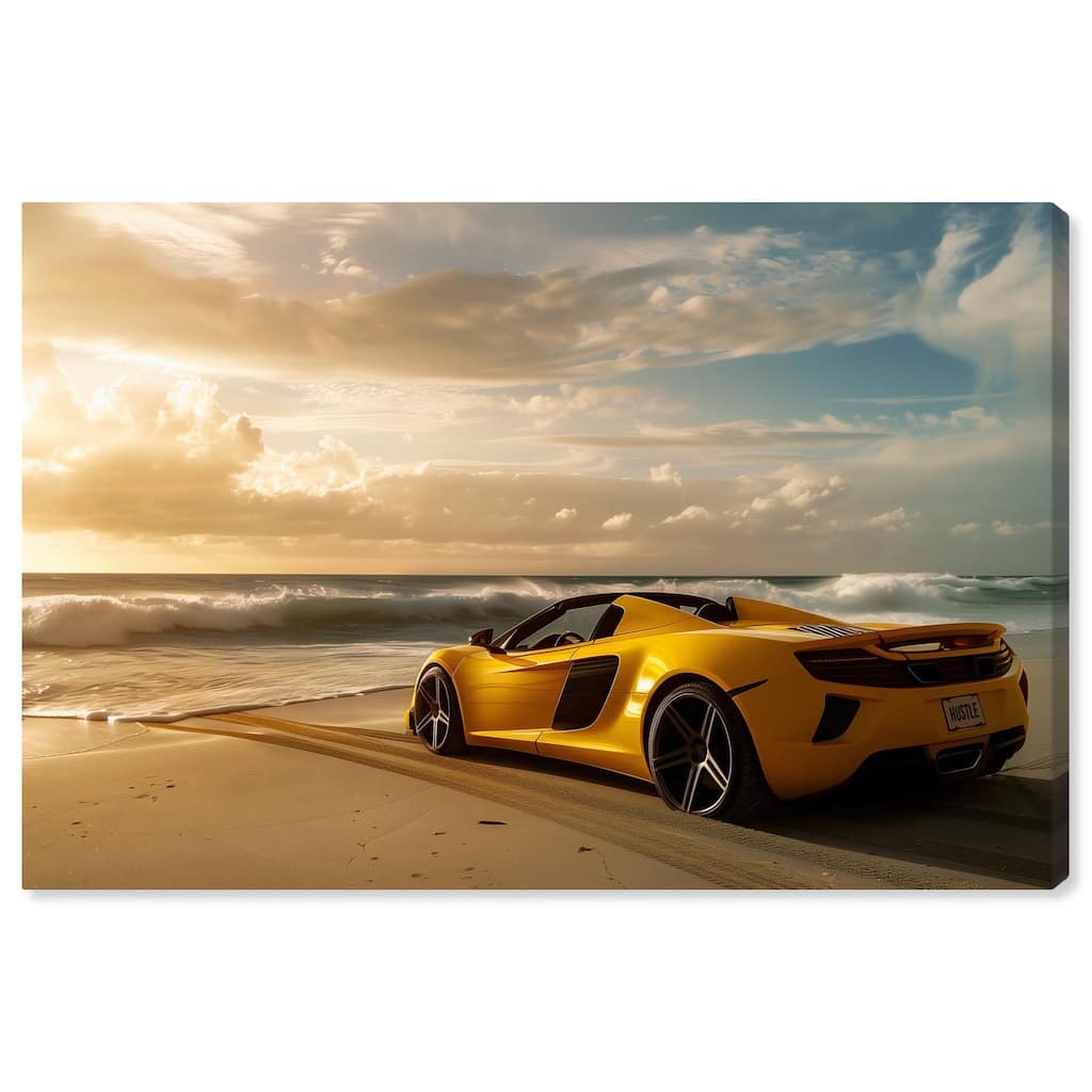 Beach Sports Car Canvas by Art Remedy, Gallery Wrapped