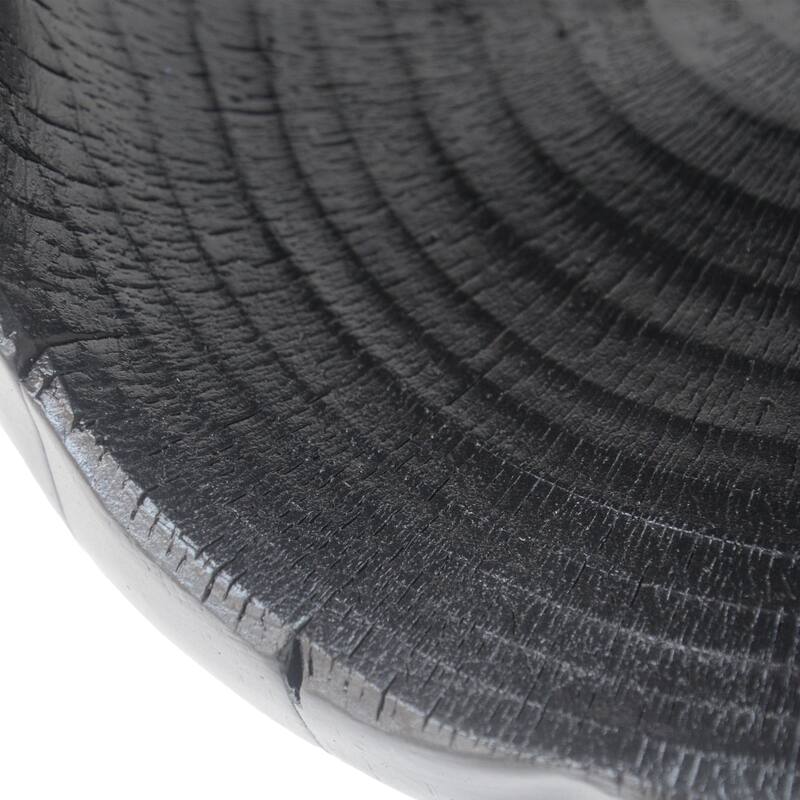 MGO Hollow Side table, Wood-like texture, Black Color