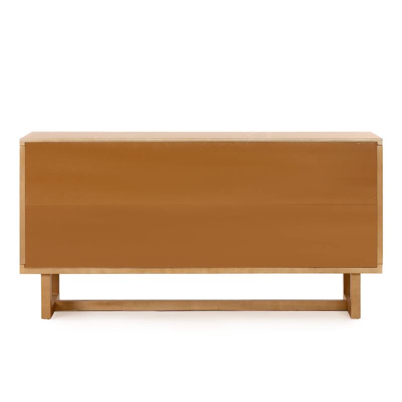 Christopher Knight Home - Modern Acacia Wood PE Cane 4-Door Storage Sideboard Cabinet with Locking Cabinets