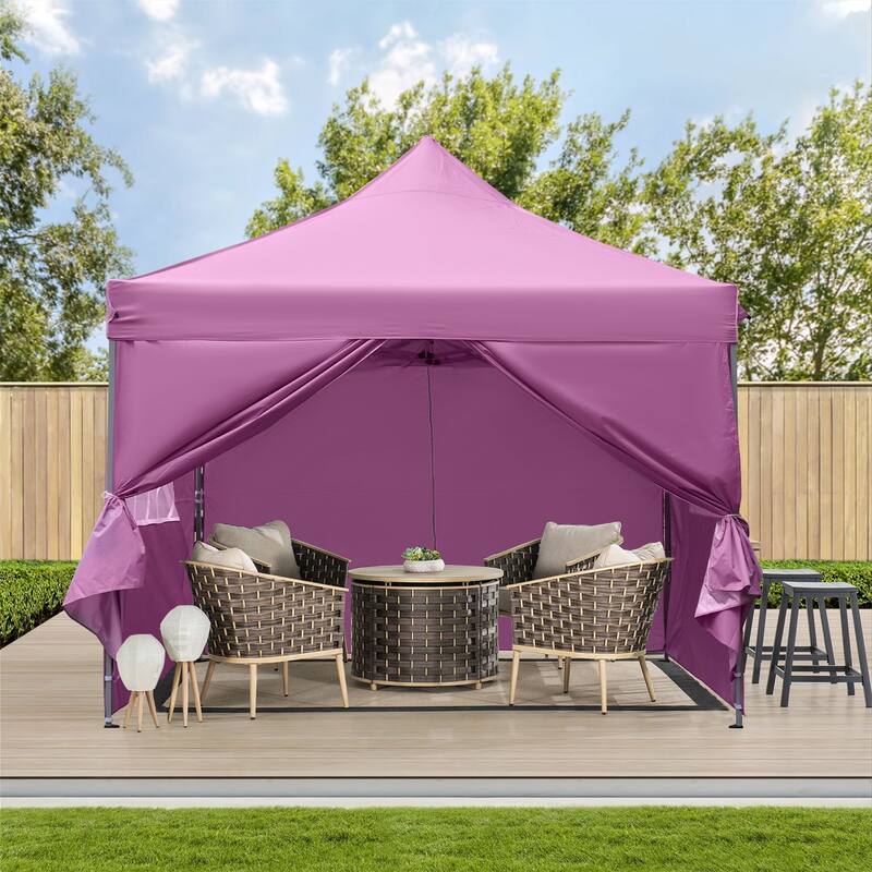 Zenova 10'x10' Pop up Canopy Tents with 4 Sidewalls Portable Folding Gazebo Tent