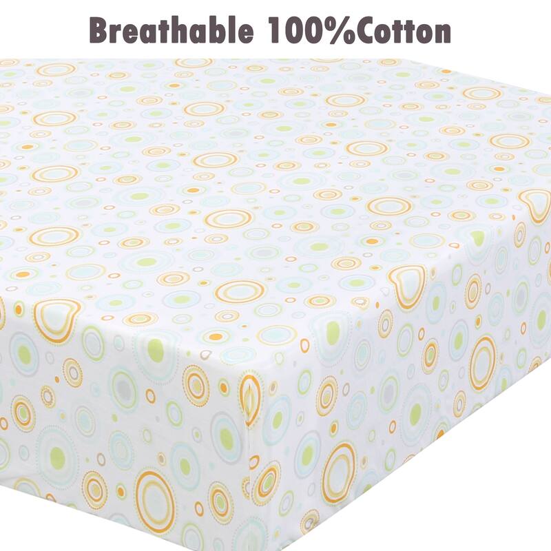 Polka Dot Animal Bear Friends ABC&123 Unisex Multi-color Cotton Toddler/Baby Crib Child Fitted Sheet Set (Pack of 3) - N/A