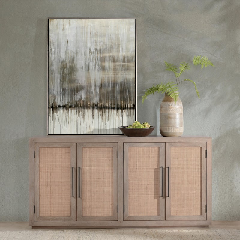 Classic Home Jensen Mango Wood and Cane Weave Buffet Sideboard - Taupe