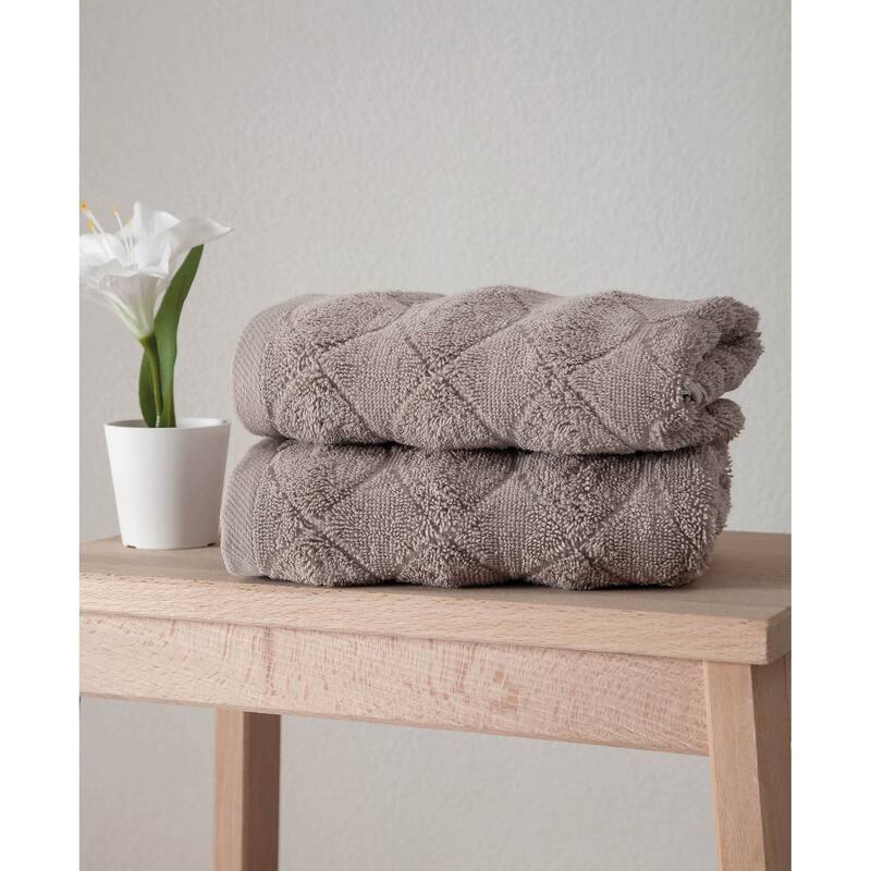 Ozan Premium Home Esperance Collection 100% Turkish Cotton 2-Pc. Hand Towels - Taupe