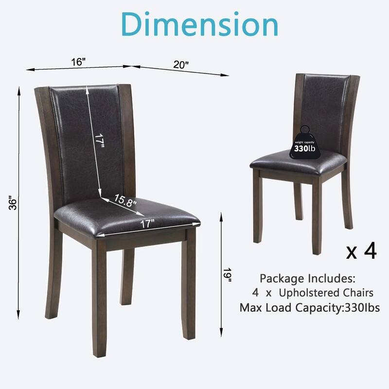 Wooden Dining Chairs Set of 4, Upholstered Side Chairs with Padded Seat for Kitchen & Dining Room