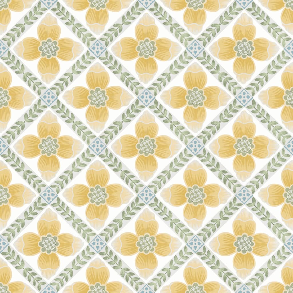 Mimi Yellow Quilted Floral Peel and Stick Wallpaper