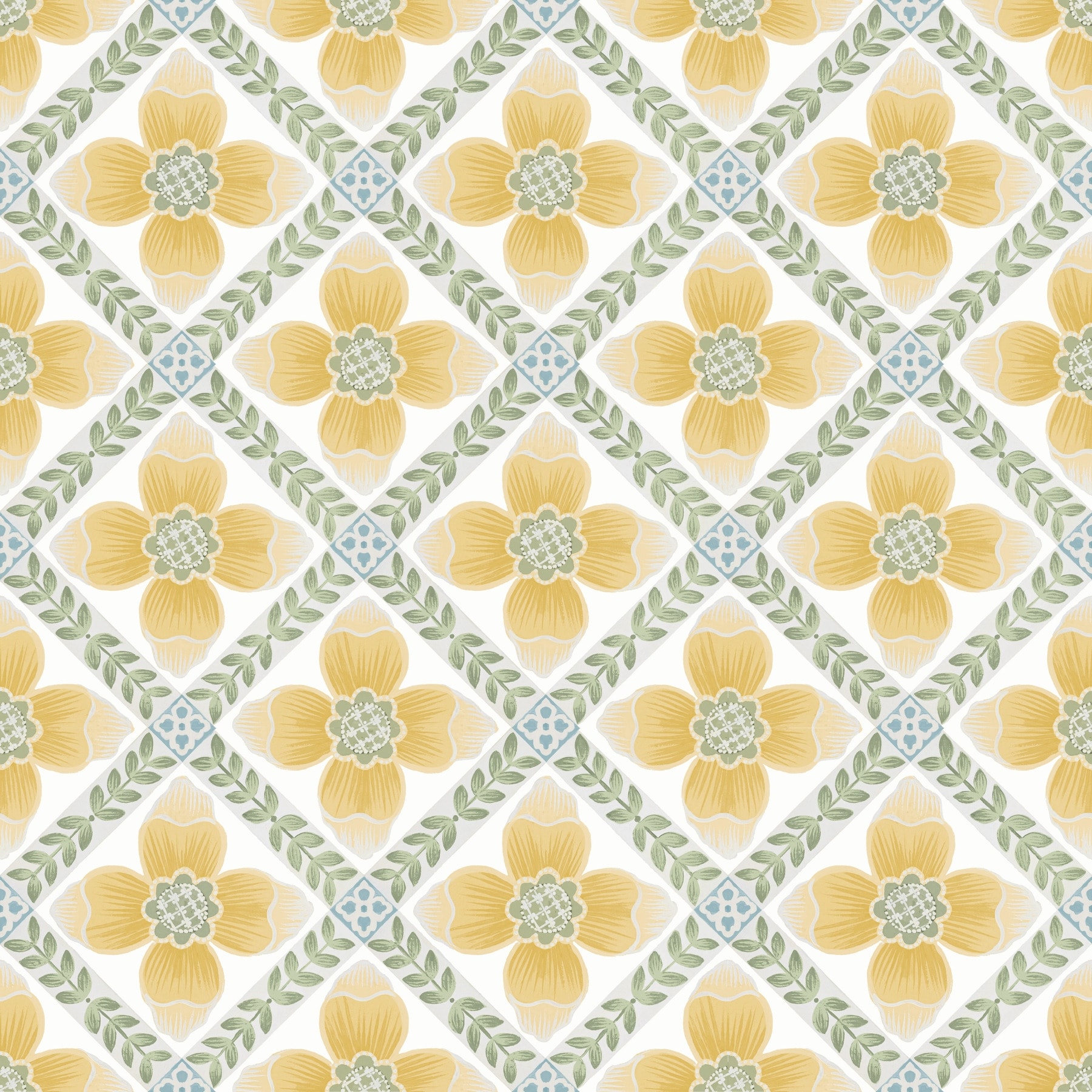 Mimi Yellow Quilted Floral Peel and Stick Wallpaper