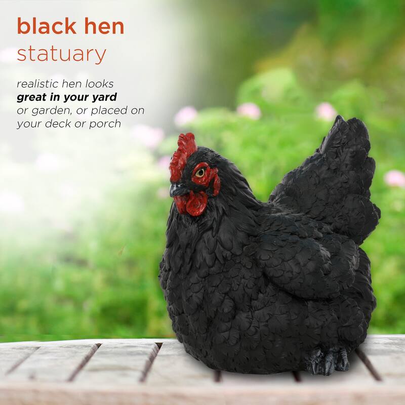 Magnesium Oxide Resting Black Hen Statuary