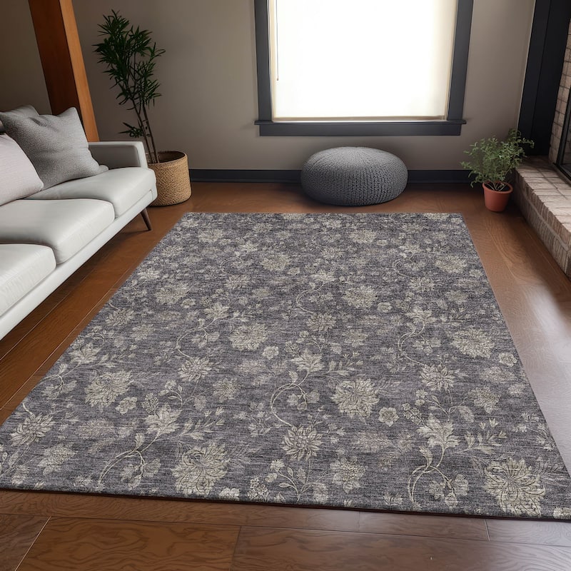 Premium Washable Super Soft Floral Borderless Mayfield Rug - Taupe - 8' x 10' - Rectangle