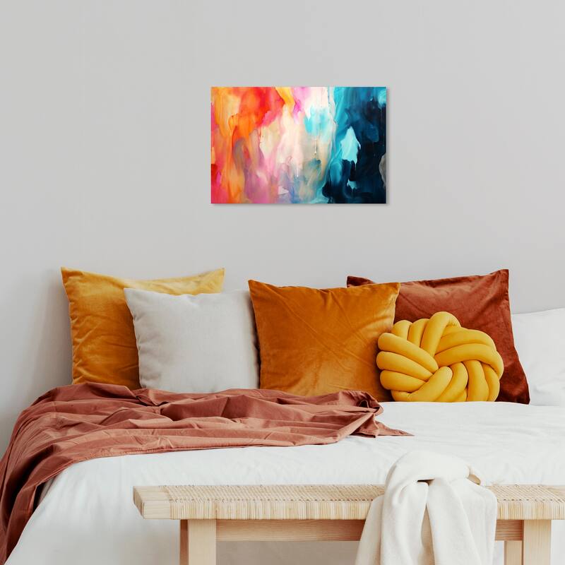 Wynwood Studio Canvas Abstract Retro Color Palette II Blue and Modern & Contemporary Wall Art Canvas Print - 24 x 16